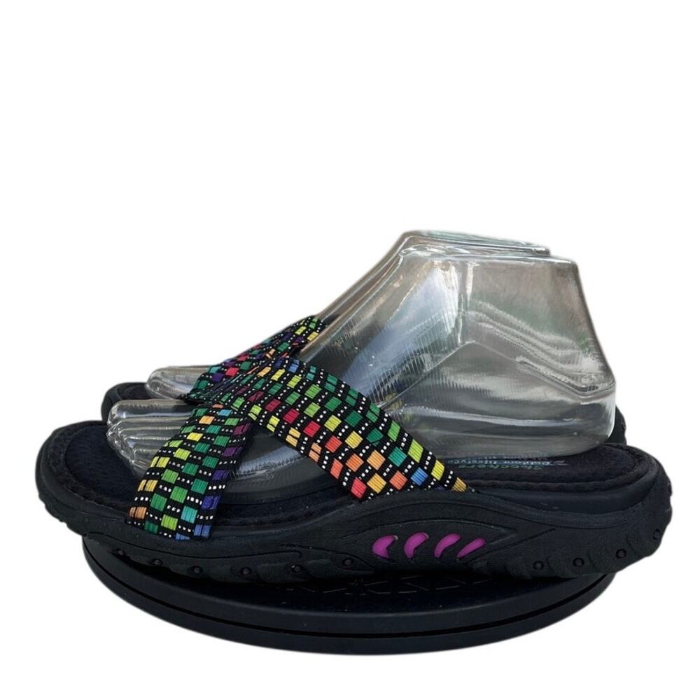 Skechers Reggae Rootsy Vibe 40782 Textile Slip-On Slide Sandal Black Size 7.5